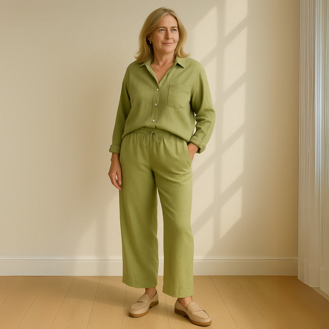 Yvonne™ | Conjunto de 2 piezas: blusa y pantalones anchos