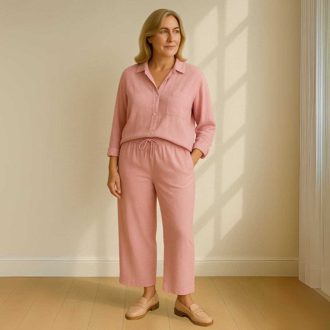 Yvonne™ | Conjunto de 2 piezas: blusa y pantalones anchos