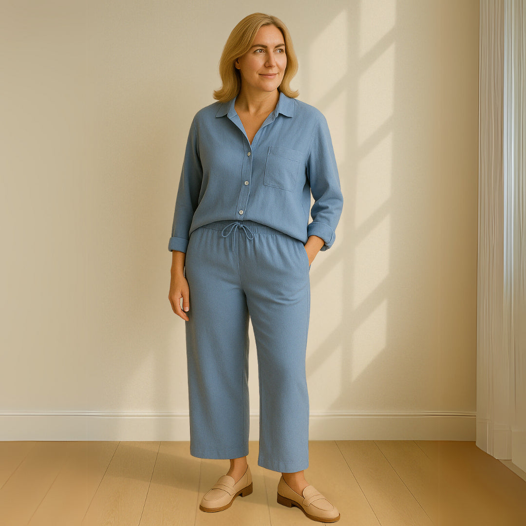 Yvonne™ | Conjunto de 2 piezas: blusa y pantalones anchos