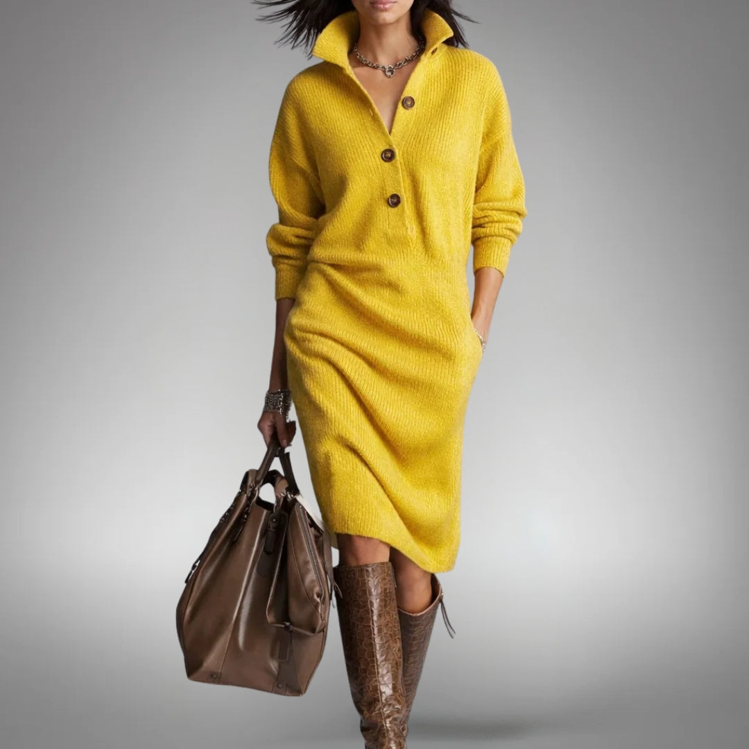 Marion™ | Weiches Strickkleid mit Knöpfen