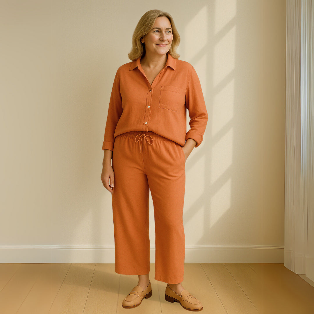 Yvonne™ | Conjunto de 2 piezas: blusa y pantalones anchos