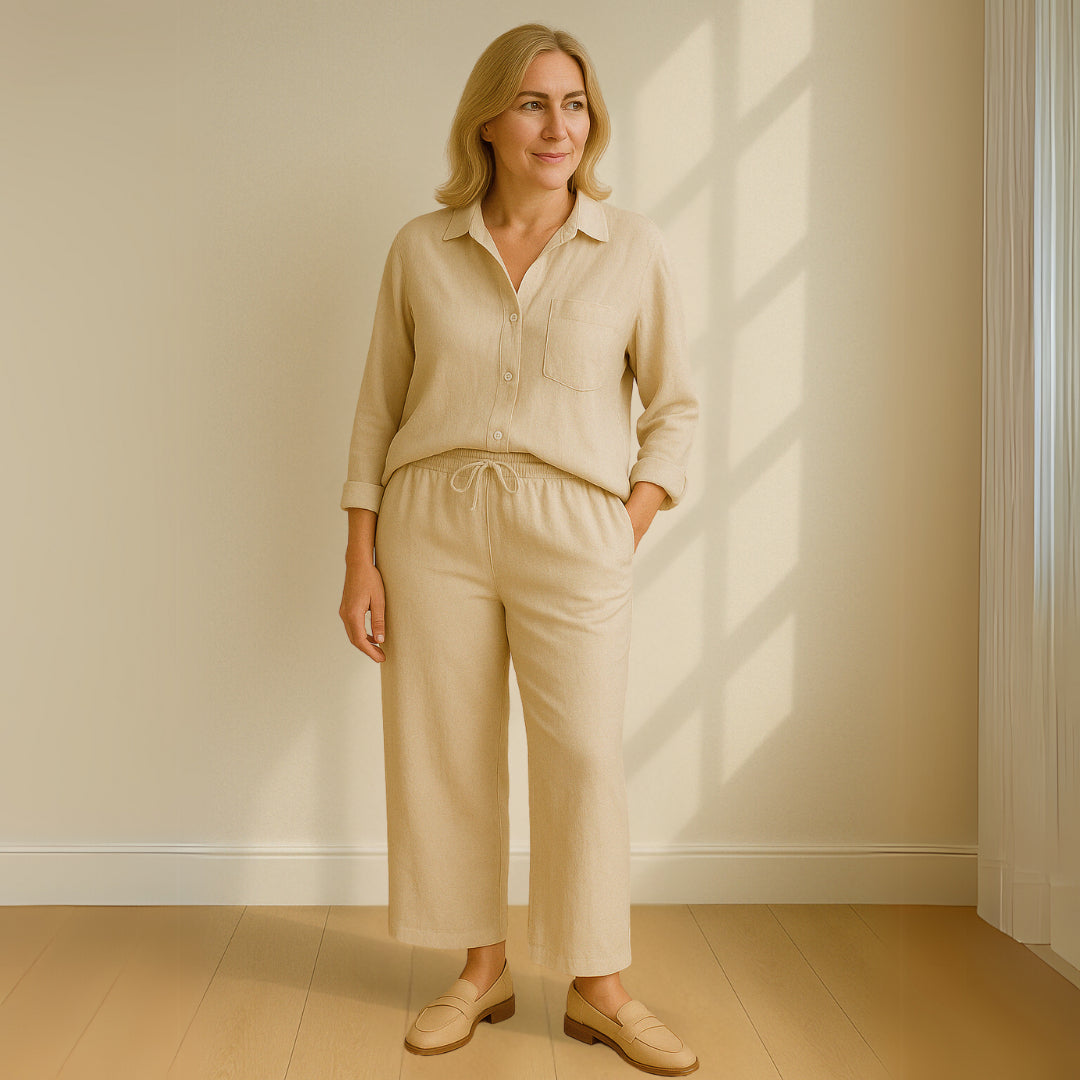Yvonne™ | Conjunto de 2 piezas: blusa y pantalones anchos