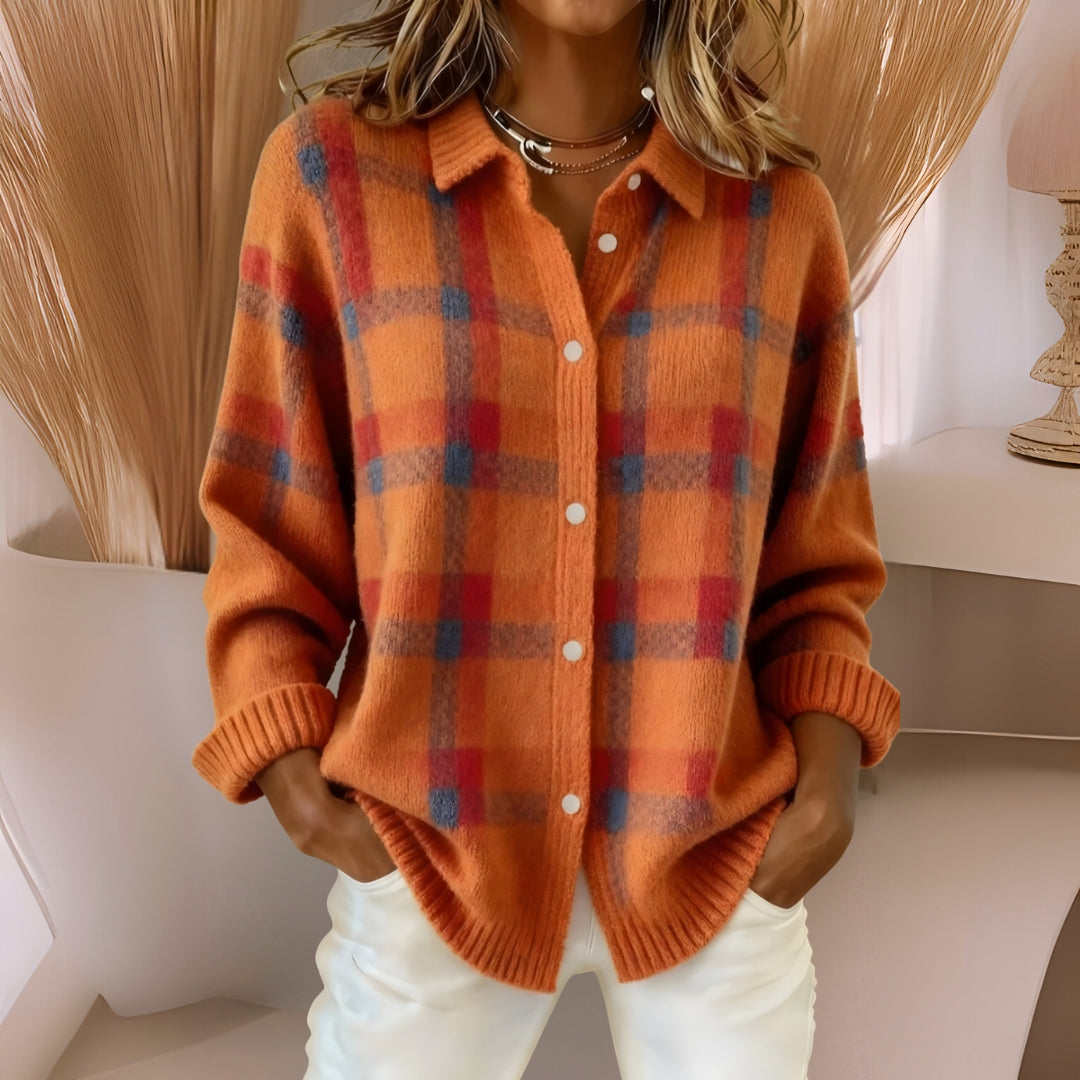 Anna™ | Weicher Strickcardigan mit Karomuster