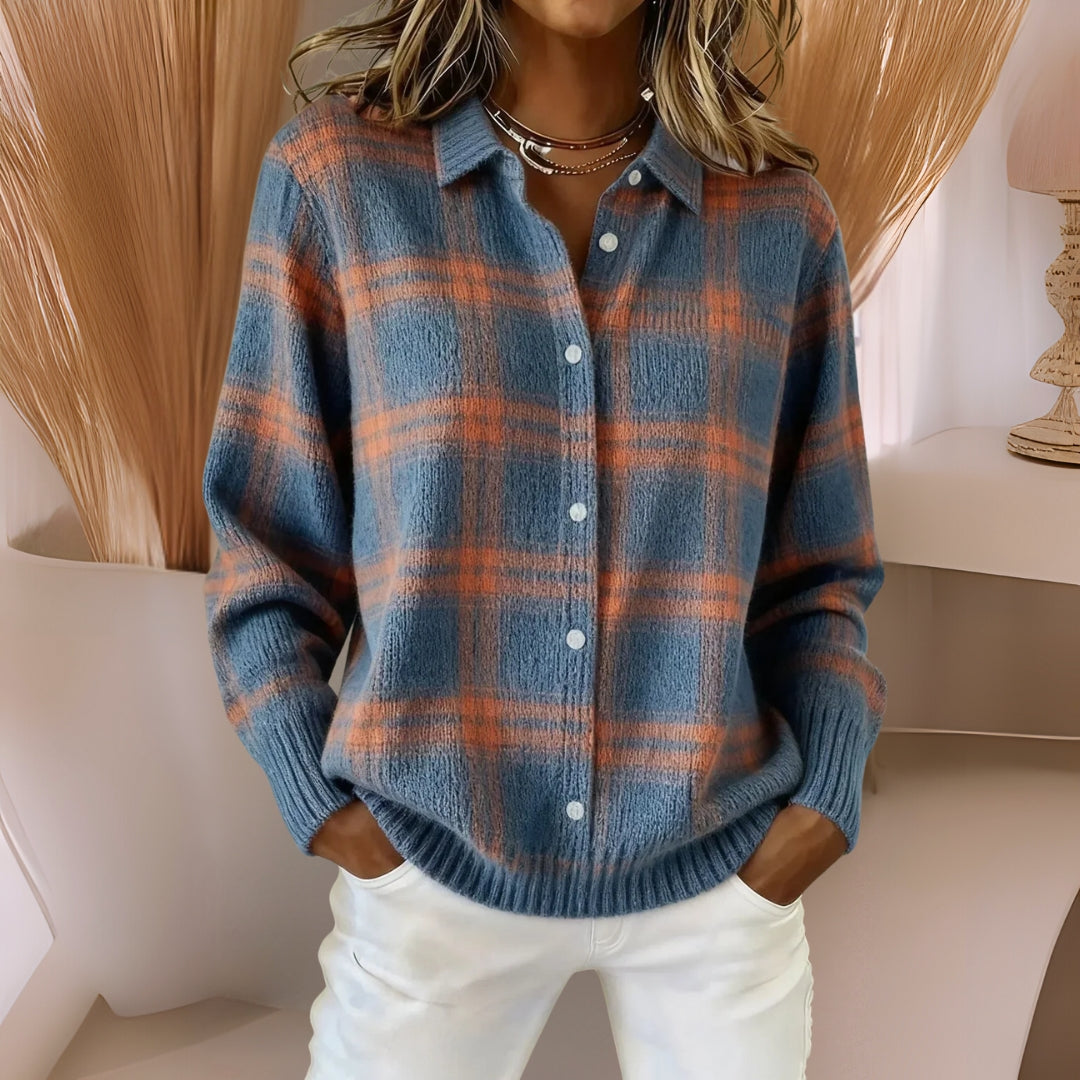 Anna™ | Weicher Strickcardigan mit Karomuster