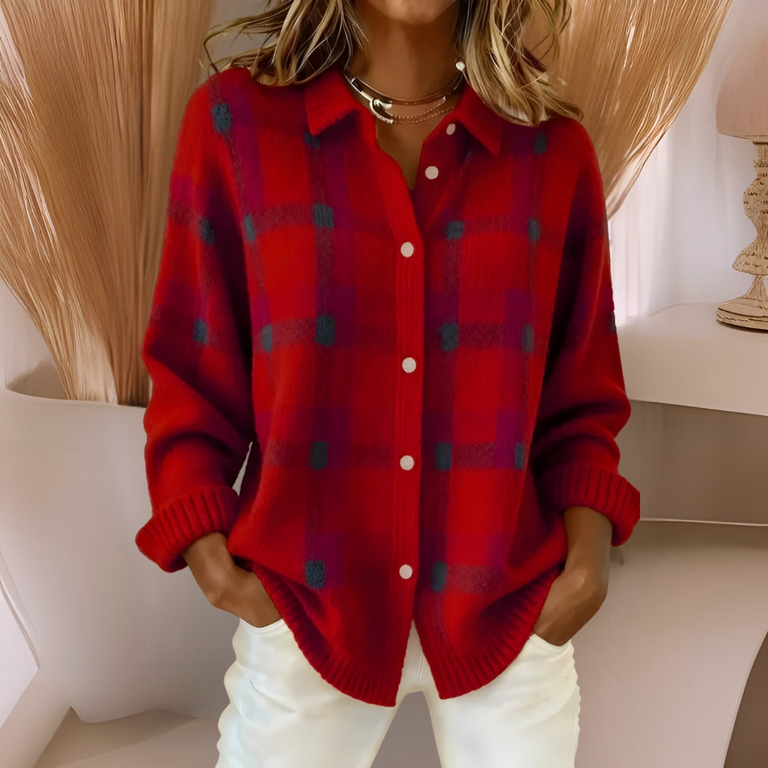 Anna™ | Weicher Strickcardigan mit Karomuster