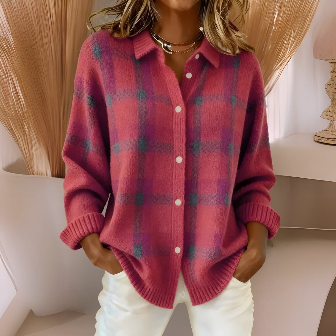 Anna™ | Weicher Strickcardigan mit Karomuster
