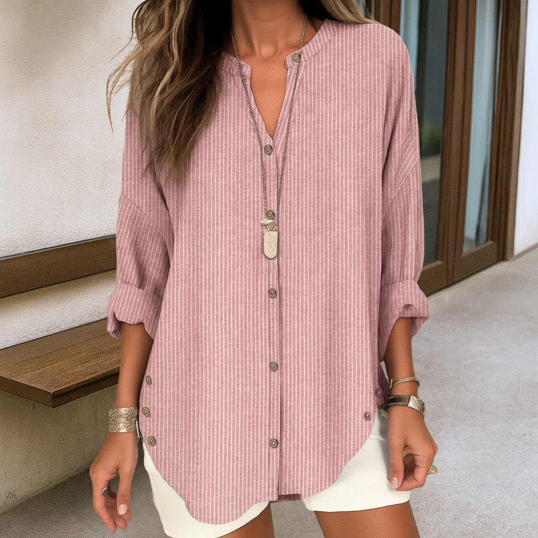 Lydia™ | Elegante blusa de lino a rayas