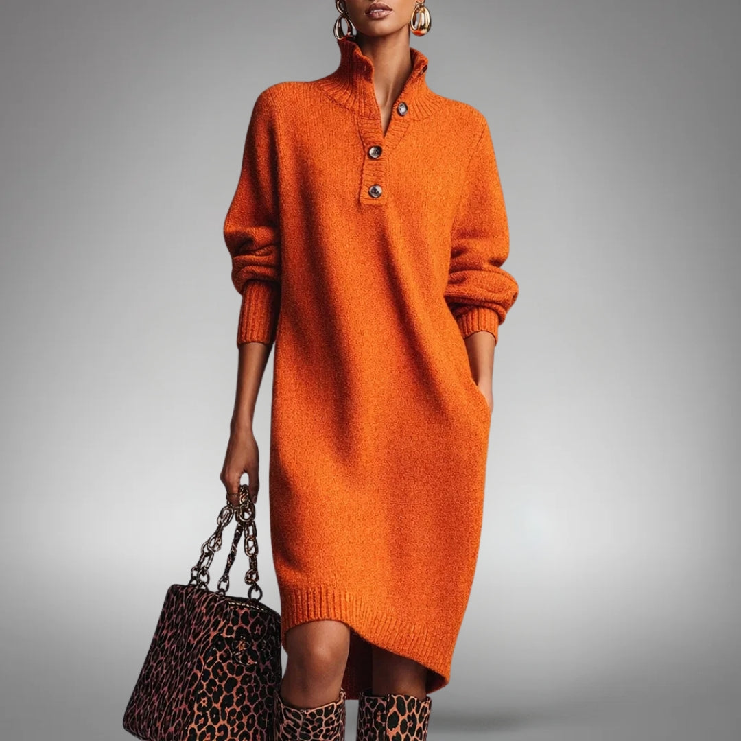 Marion™ | Weiches Strickkleid mit Knöpfen