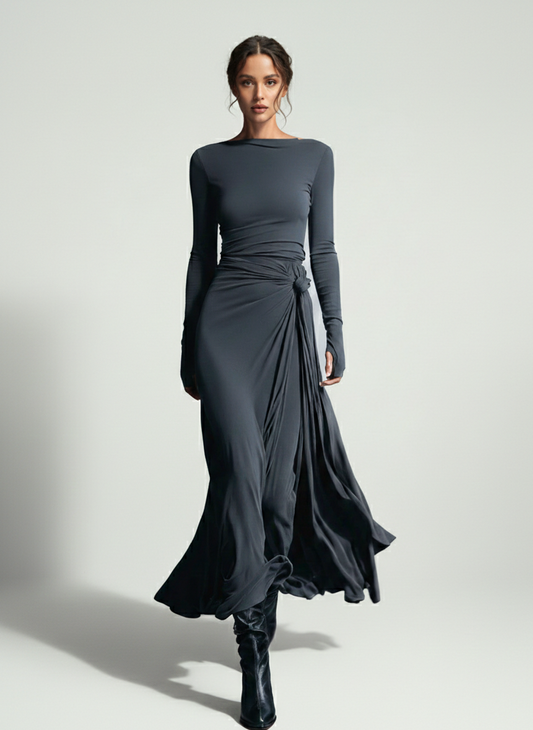 Naiara ❘ Vestido maxi con nudo lateral